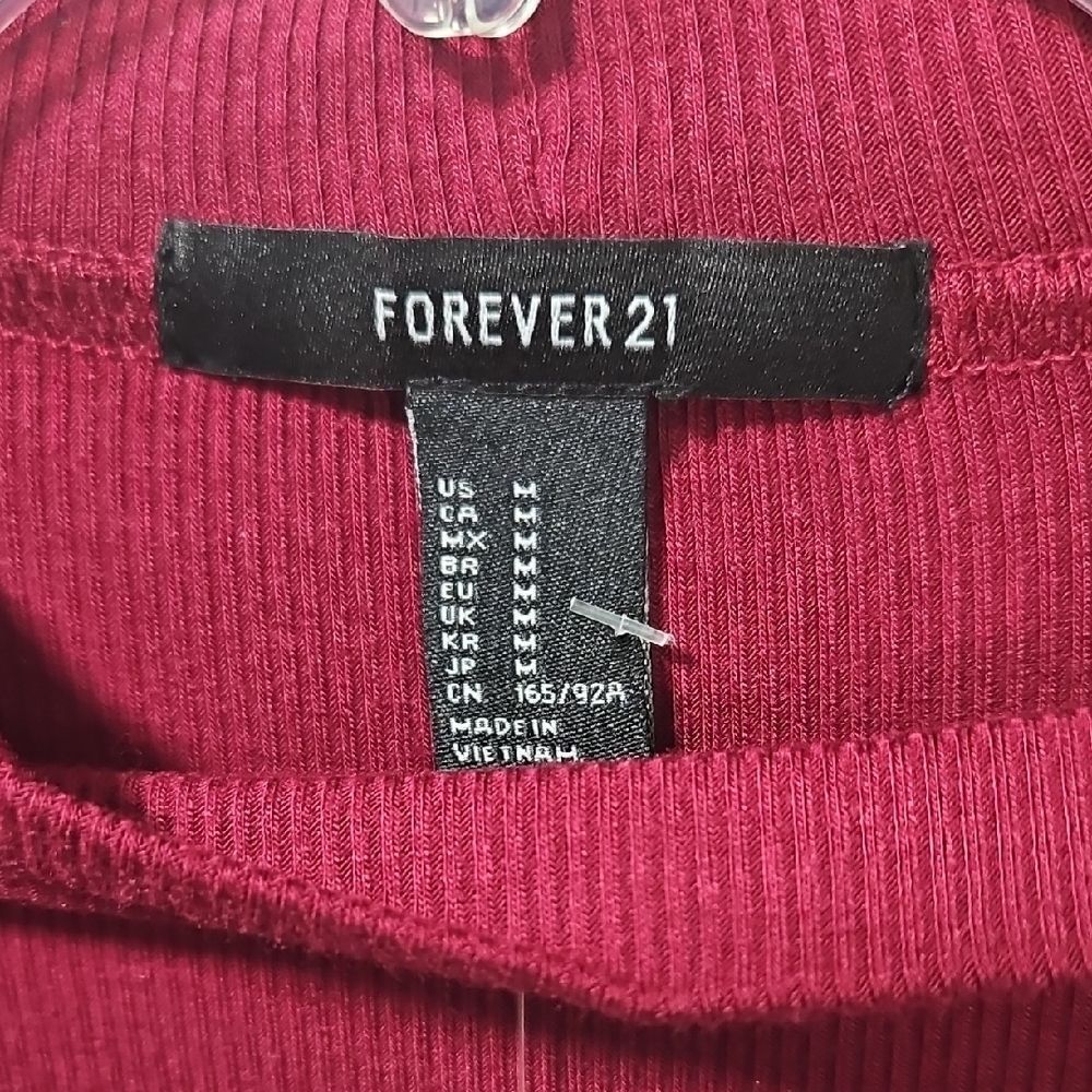 Forever 21 Deep Red Ribbed Top - Picture 2 of 3
